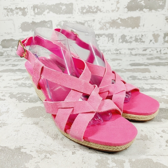 New Cole Haan Crystal Pink Fuschia Wedge Sandals V254 - Picture 5 of 14